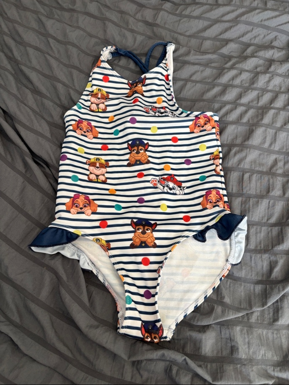 Nickelodeon Navy White Striped One-Piece with Multicolor Paw Patrol Print